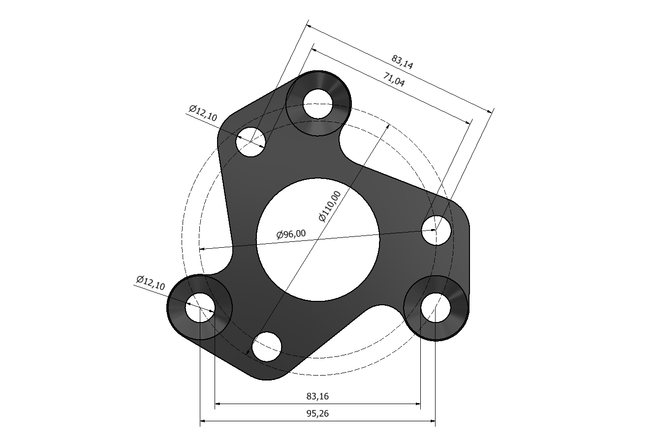Adapter kardan 110mm till 96mm ZF / Getrag växellåda