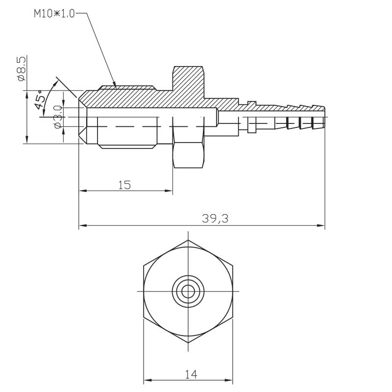 Presskoppling hane M10x1 (ej svivel)