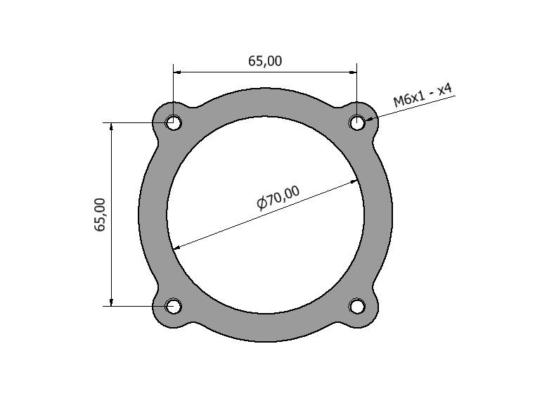 Bosch 68mm El-spjällfläns 10mm Aluminium