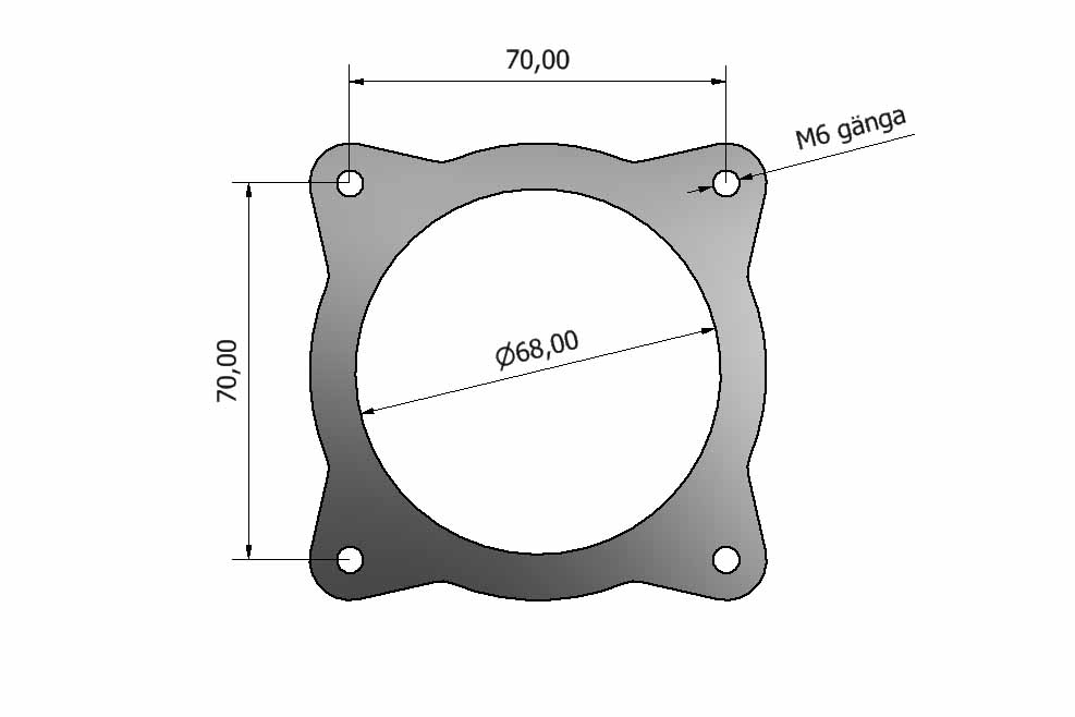 ASS Svetsfläns Volvo elektroniskt gasspjäll 68mm
