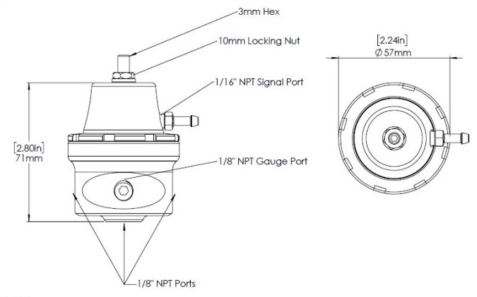 Turbosmart Bränsletrycksregulator Kompakt Lågt tryck (Förgasare) - Sleeper