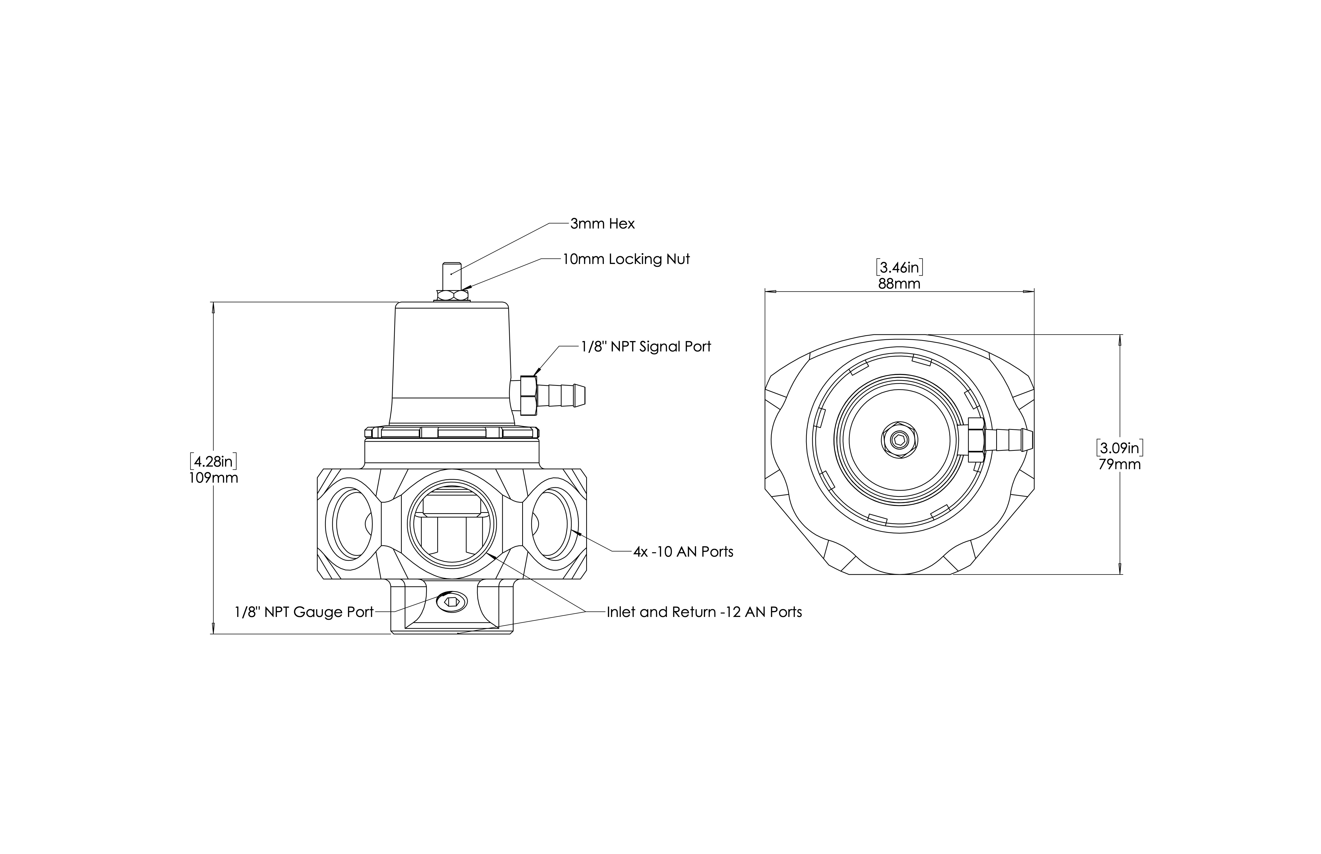 Turbosmart Bränsletrycksregulator AN12/AN10 Pro Svart