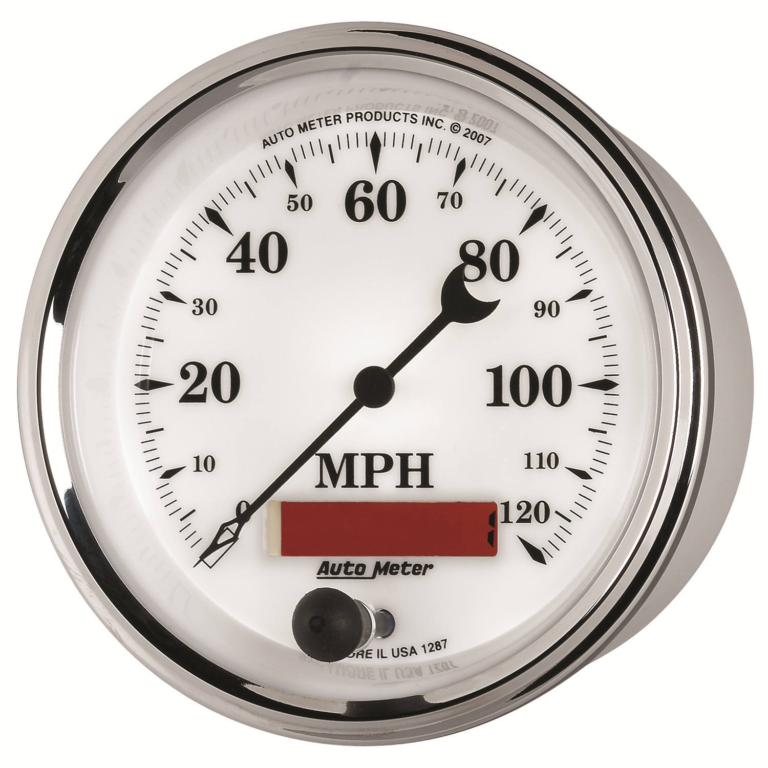 3-3/8" Hastighetsmätare,, 0-120 MPH, OLD-TYME WHITE II