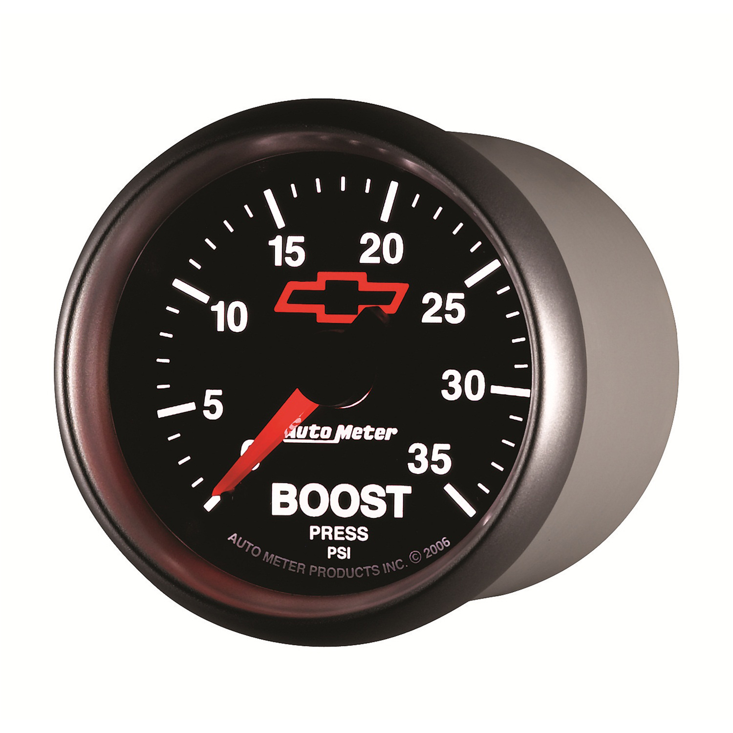 2-1/16" Laddtryck, 0-35 PSI, CHEVY RED BOWTIE, BLACK