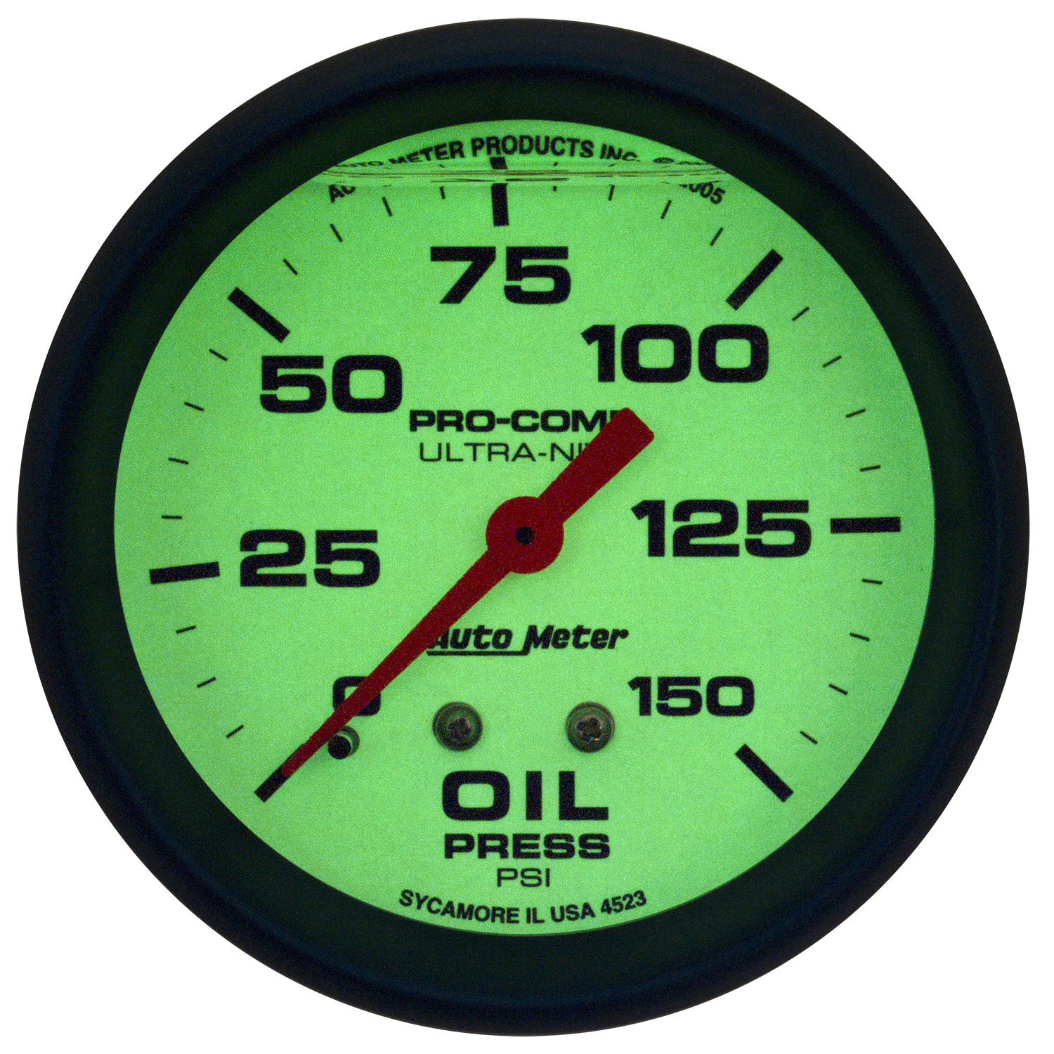 2-5/8" Oljetryck, 0-150 PSI, Vätskefylld, ULTRA-NITE