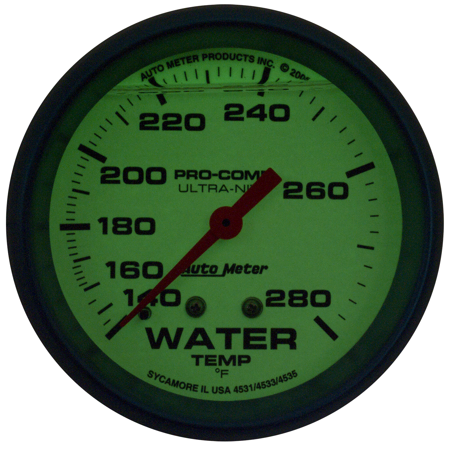 2-5/8" Vattentemperatur, Vätskefylld, 140-280 °F, ULTRA-NITE