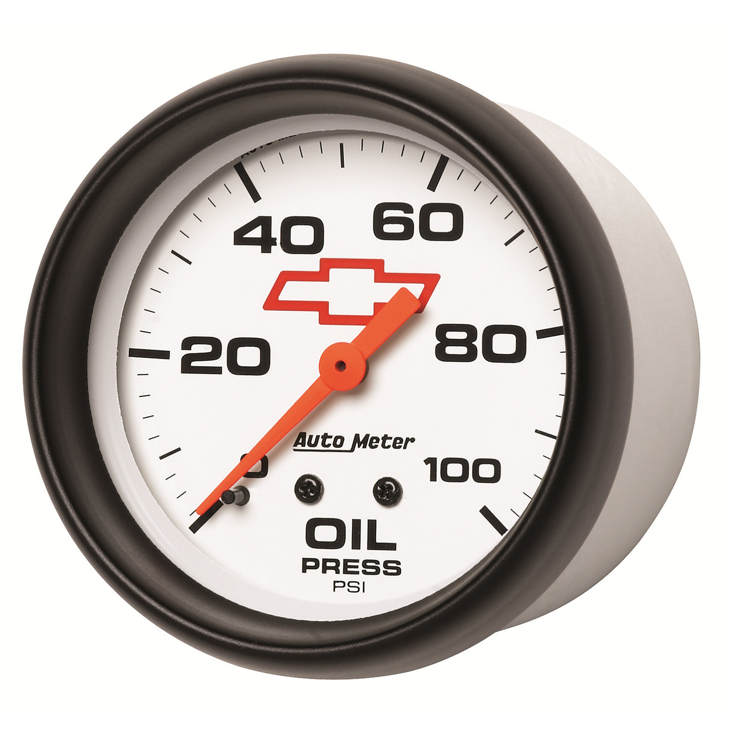 2-5/8" Oljetryck, 0-100 PSI, CHEVY RED BOWTIE, WHITE