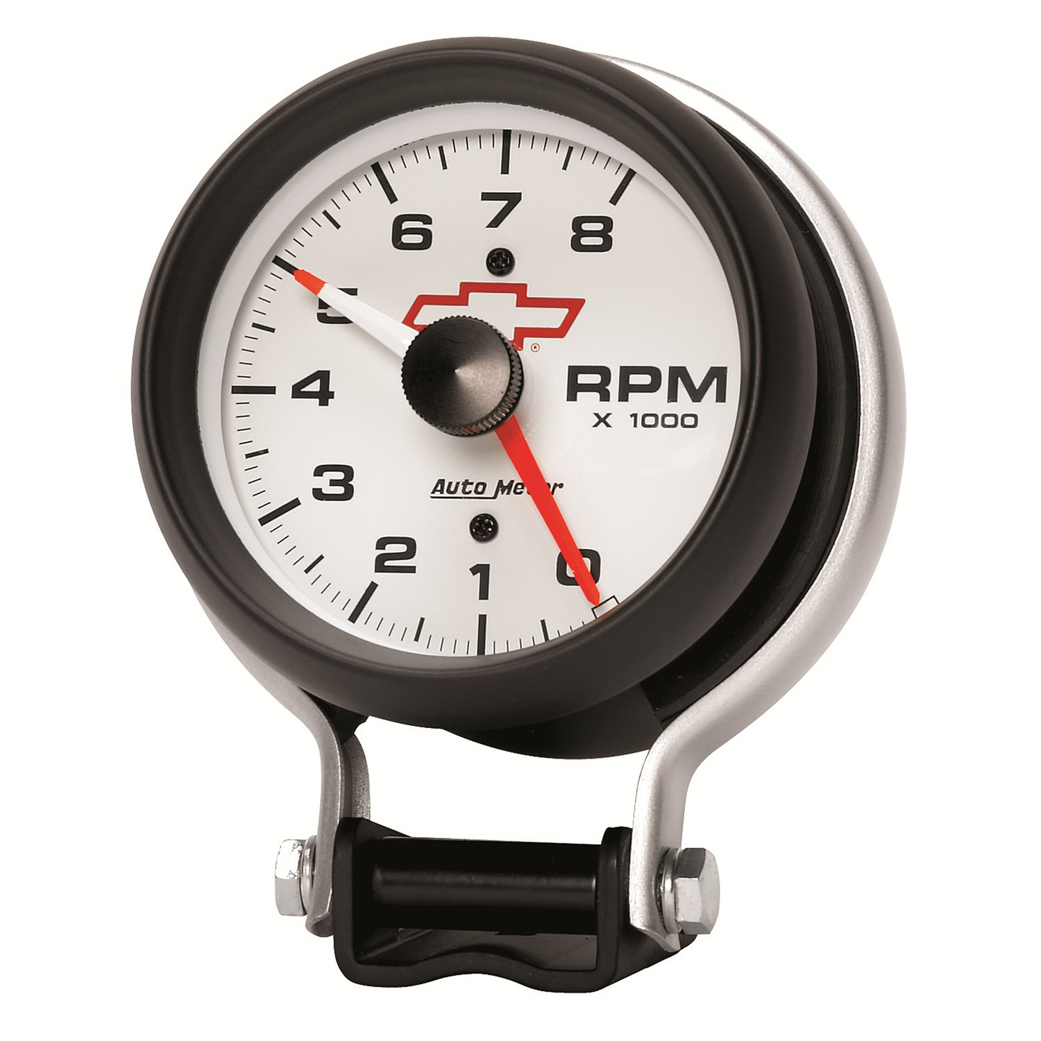 3-3/4" Varvräknare Stativ, 0-8,000 RPM, CHEVY RED BOWTIE, WHITE