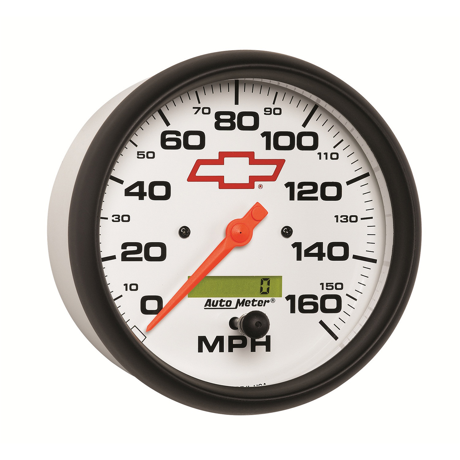 5" Hastighetsmätare,, 0-160 MPH, CHEVY RED BOWTIE, WHITE