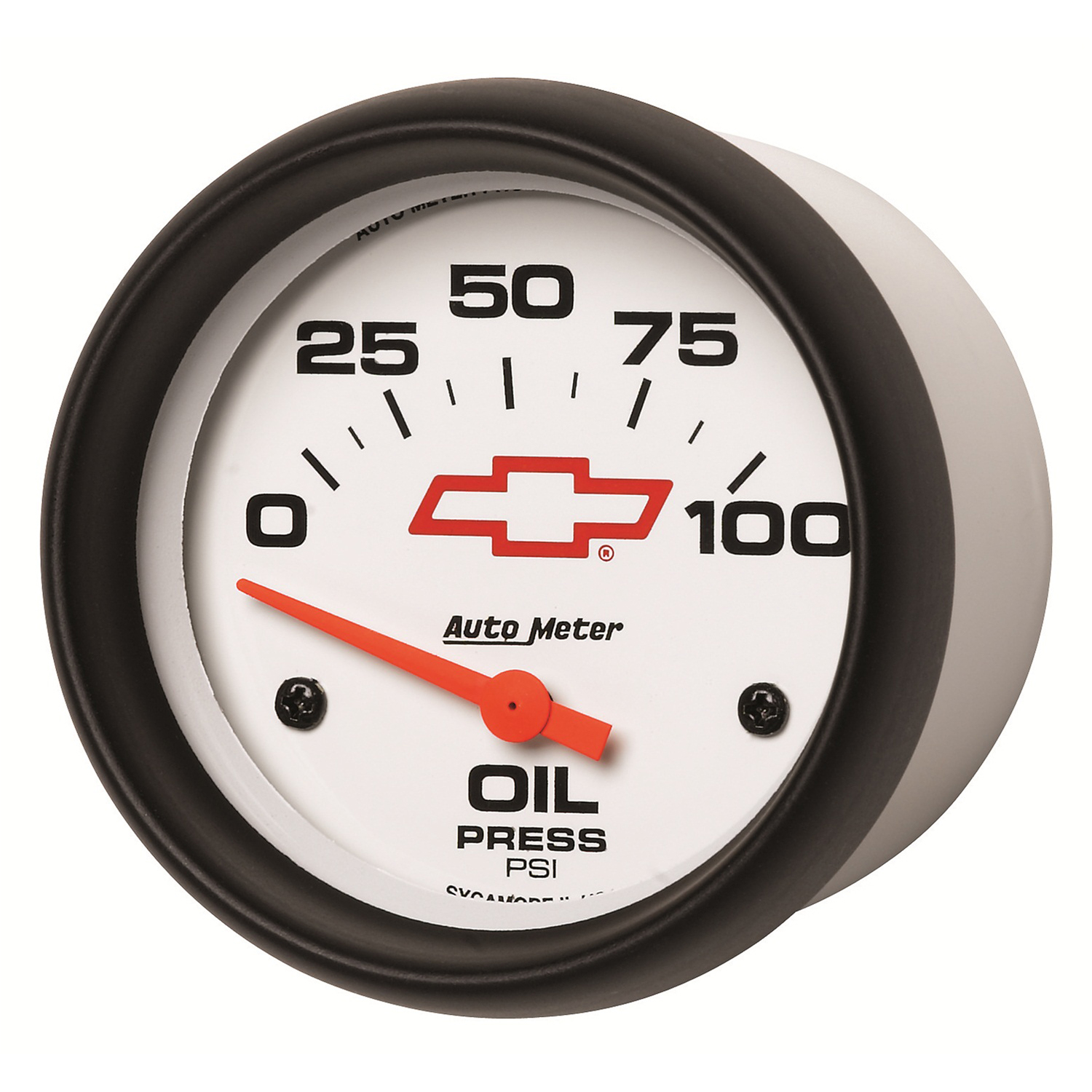 2-5/8" Oljetryck, 0-100 PSI, CHEVY RED BOWTIE, WHITE