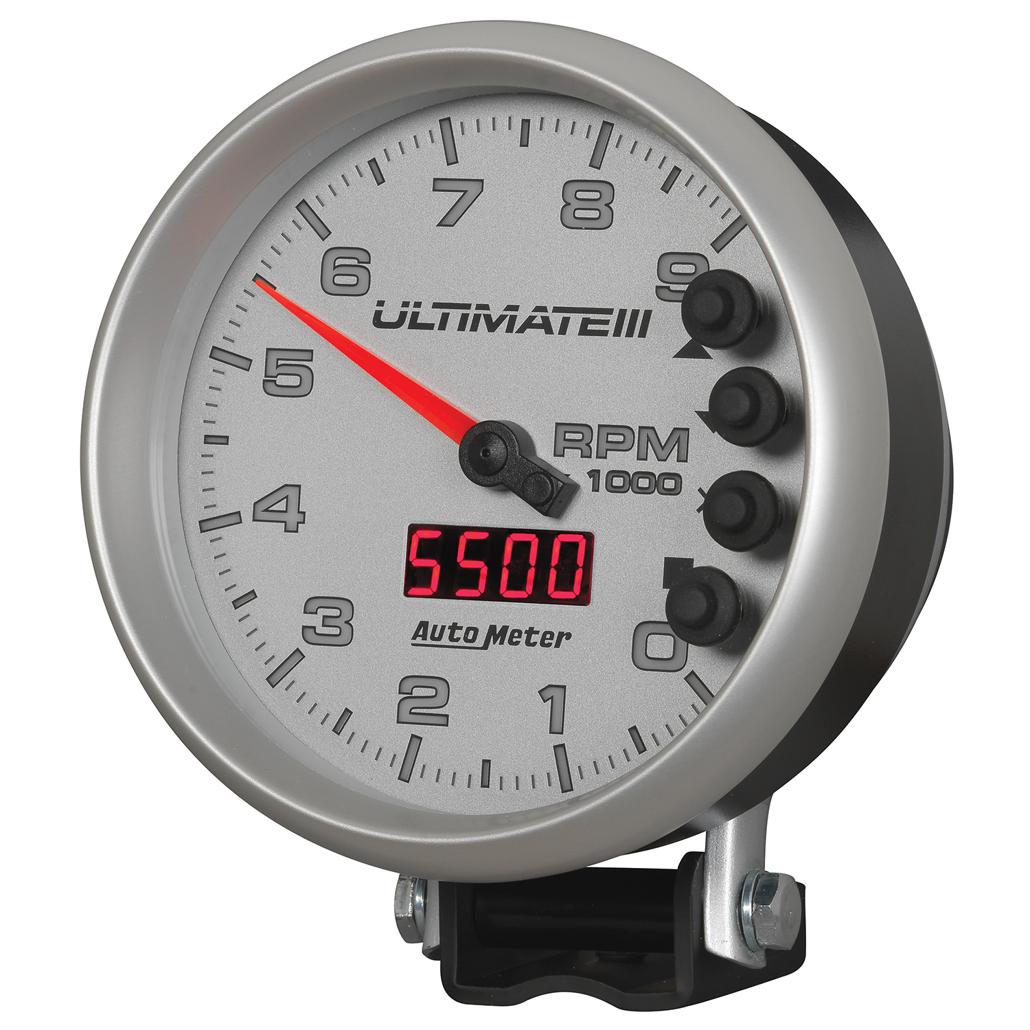 5" Varvräknare, 0-9000 RPM, PEDESTAL, ULTIMATE III PLAYBACK, SILVER