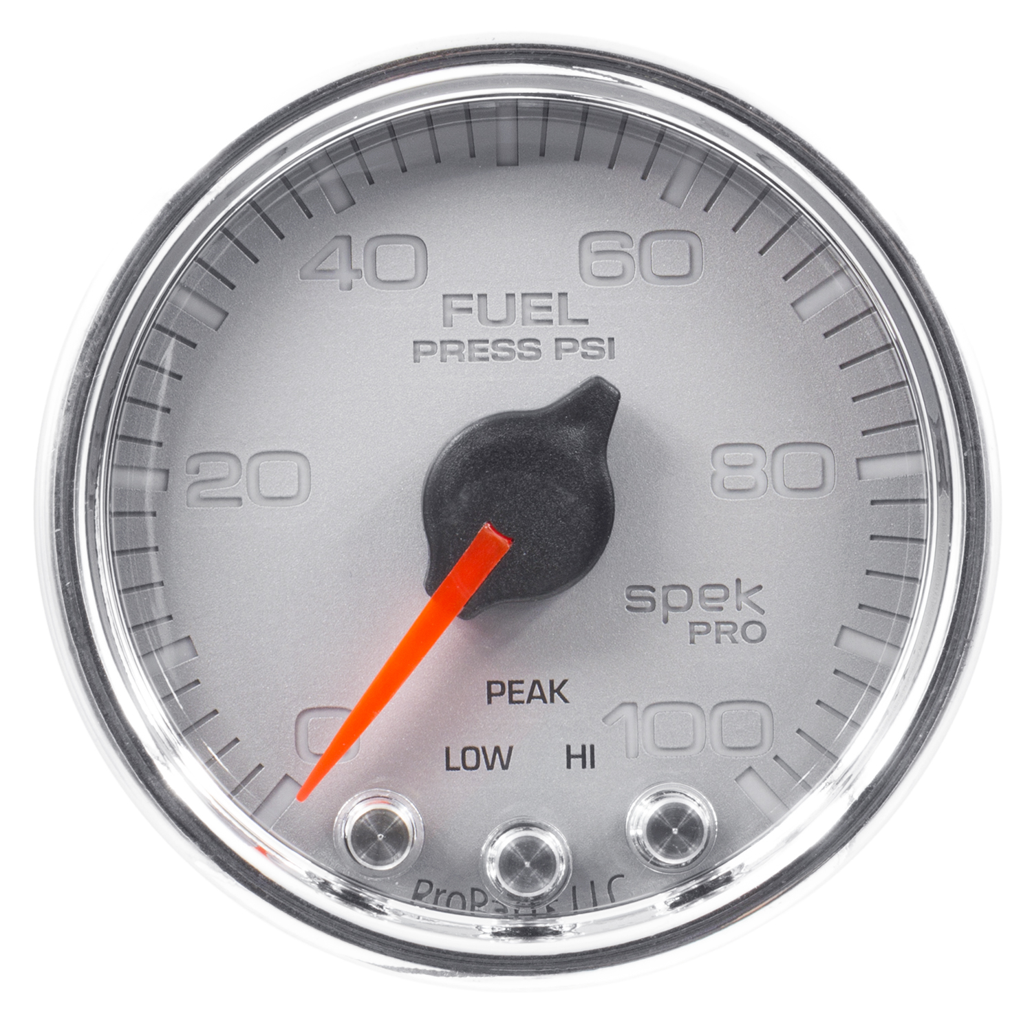 2-1/16" Bränsletryck, 0-100 PSI, SPEK-PRO, Silver/Krom