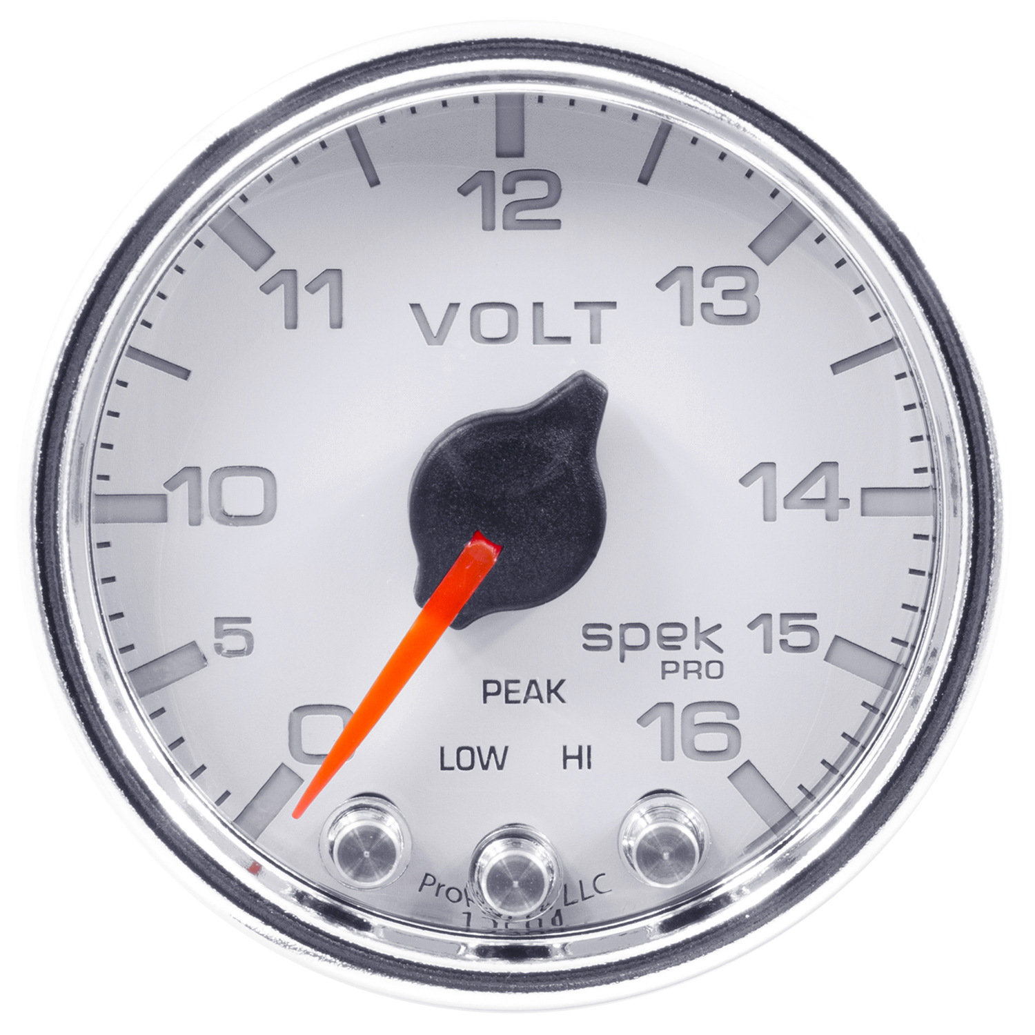2-1/16" Voltmätare, 0-16V, SPEK-PRO, Vit/Krom