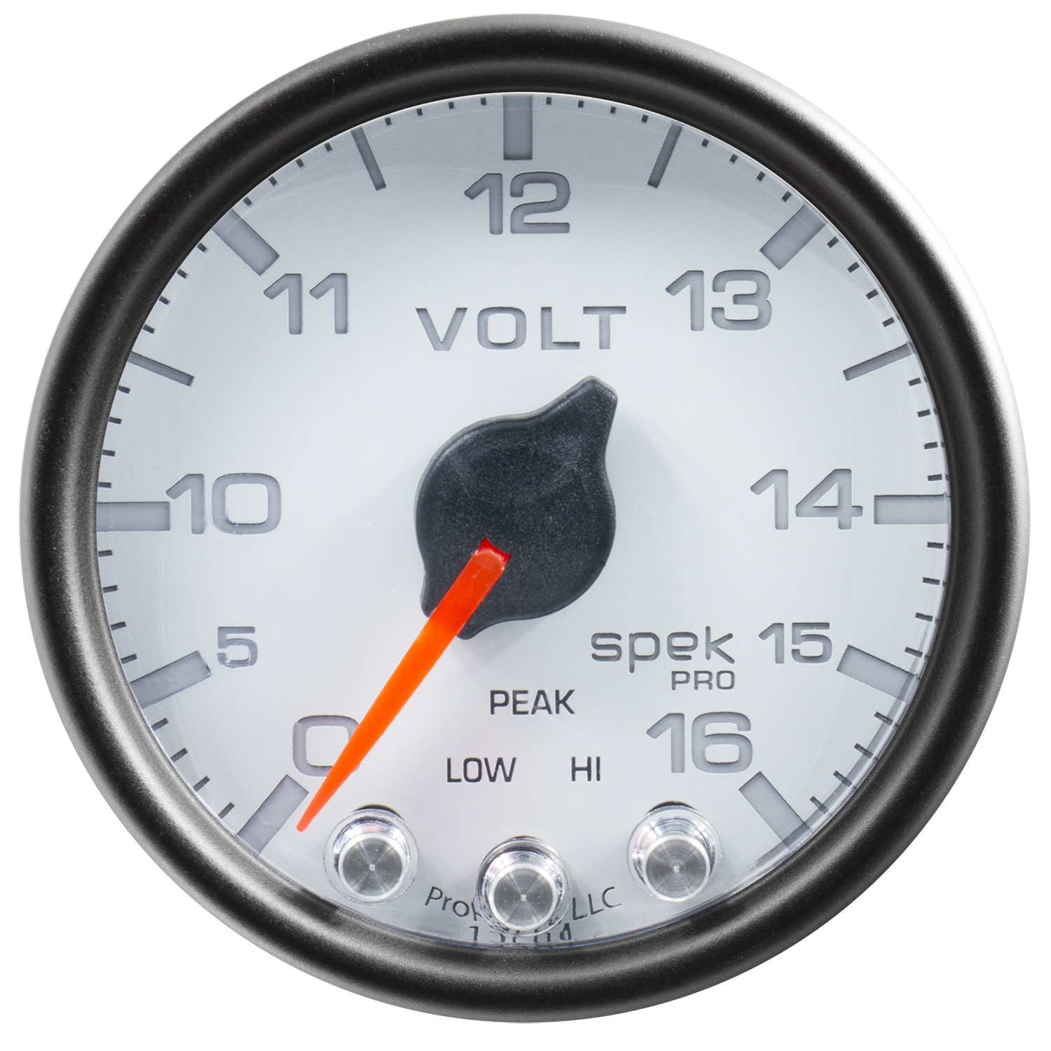 2-1/16" Voltmätare, 0-16V, SPEK-PRO, Vit/Svart