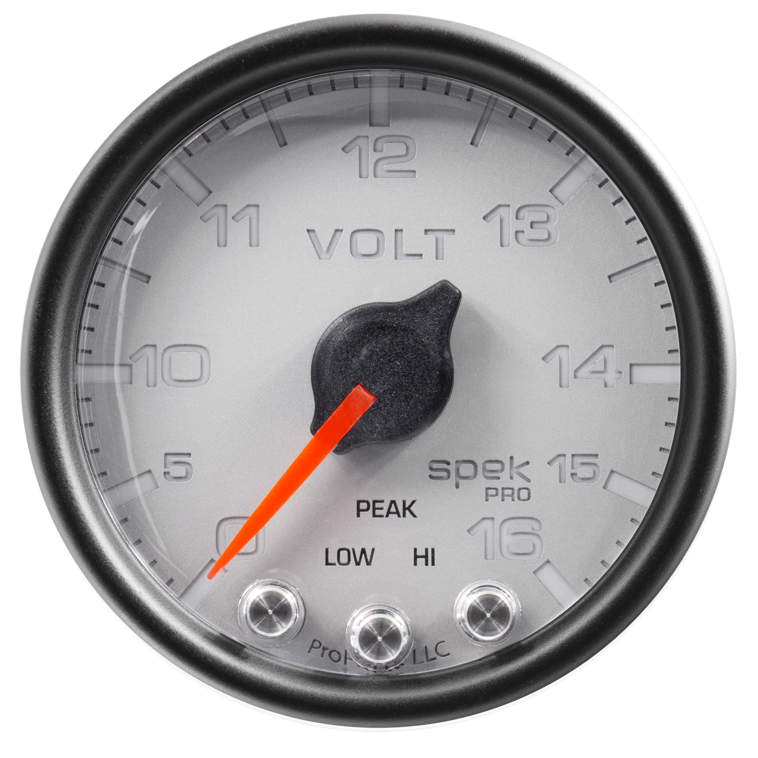 2-1/16" Voltmätare, 0-16V, SPEK-PRO, Silver/Svart