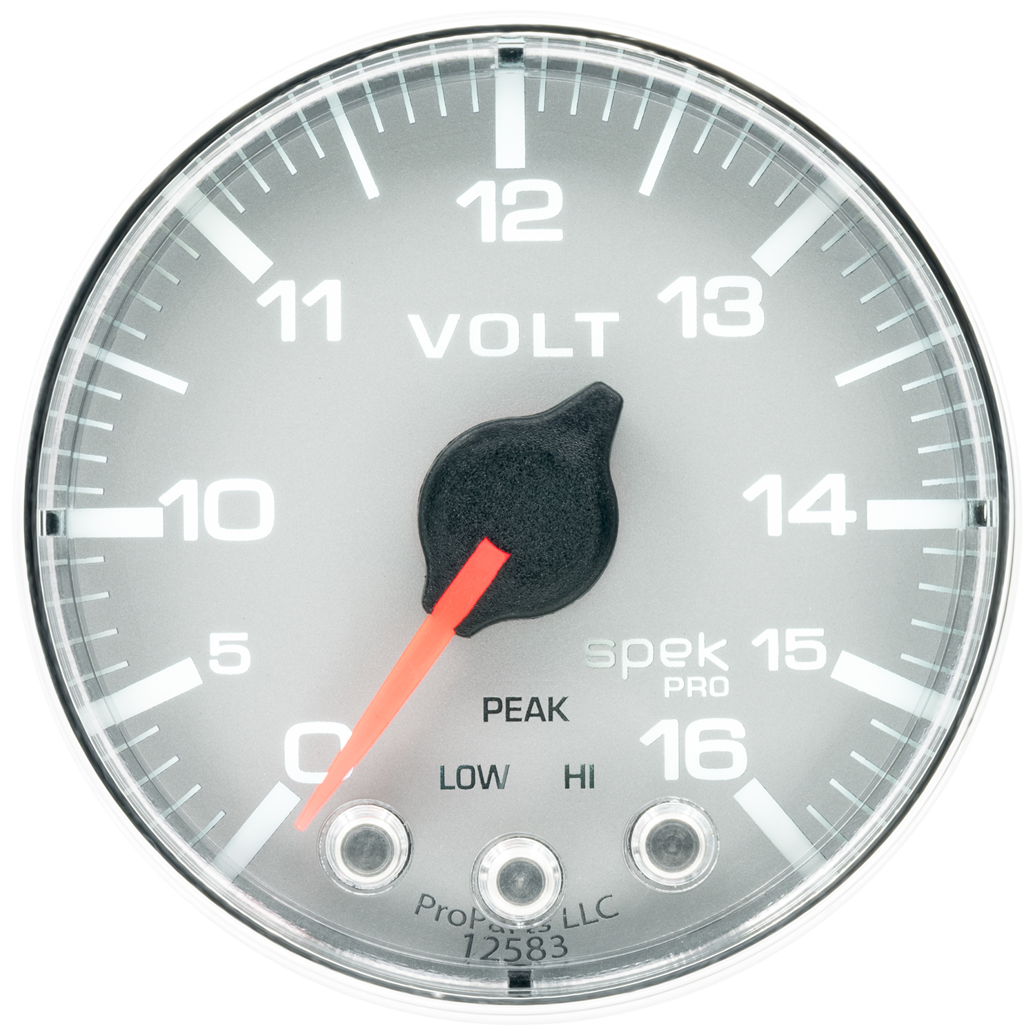 2-1/16" Voltmätare, 0-16V, SPEK-PRO, Silver/Krom