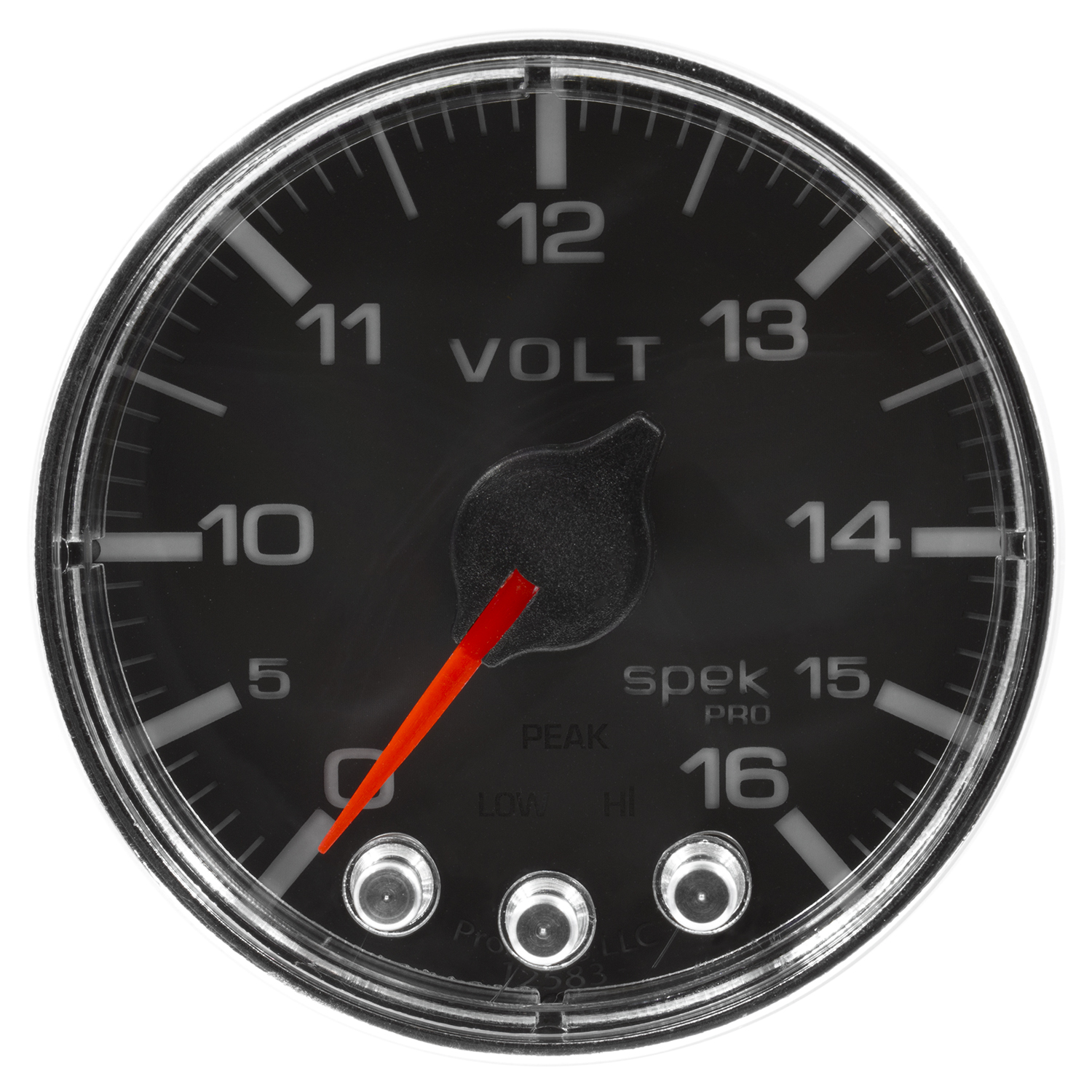 2-1/16" Voltmätare, 0-16V, SPEK-PRO, Svart/Krom