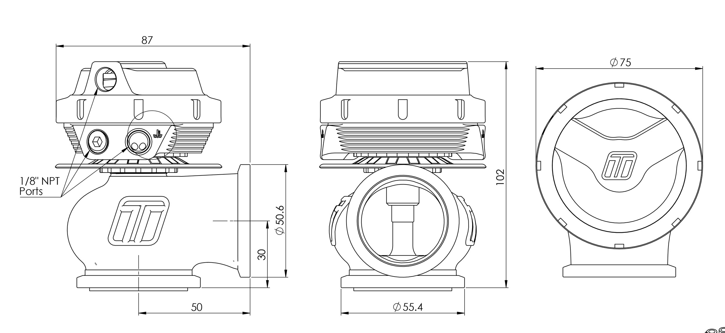 Turbosmart WG40 ritning
