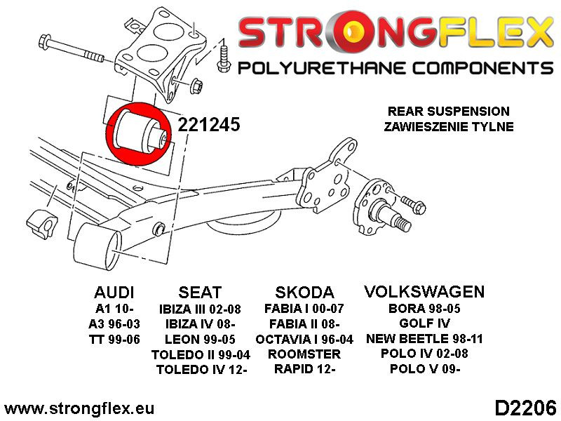 Bakre Subframe Bussning 72mm