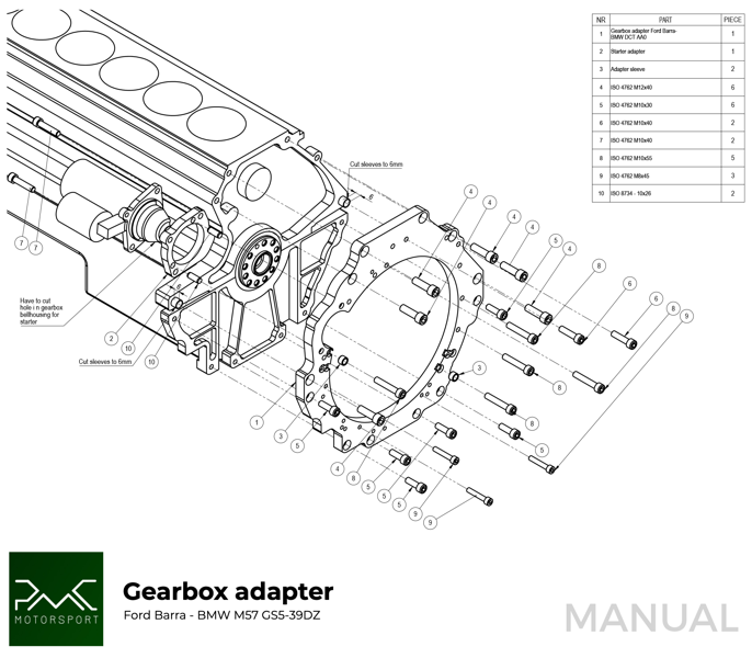 Adapterplatta växellåda Ford Barra