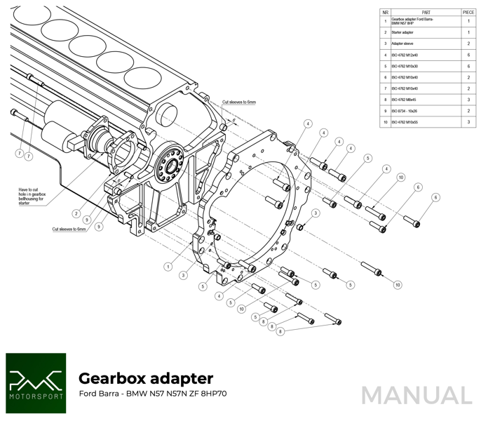 Adapterplatta växellåda Ford Barra