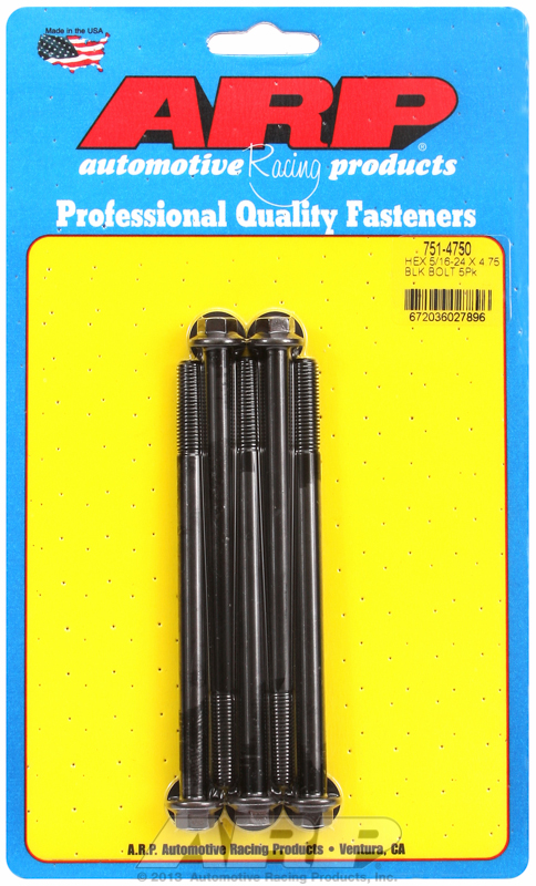 "5/16""-24 x 4.750 hex black oxide bolts" (5pcs)
