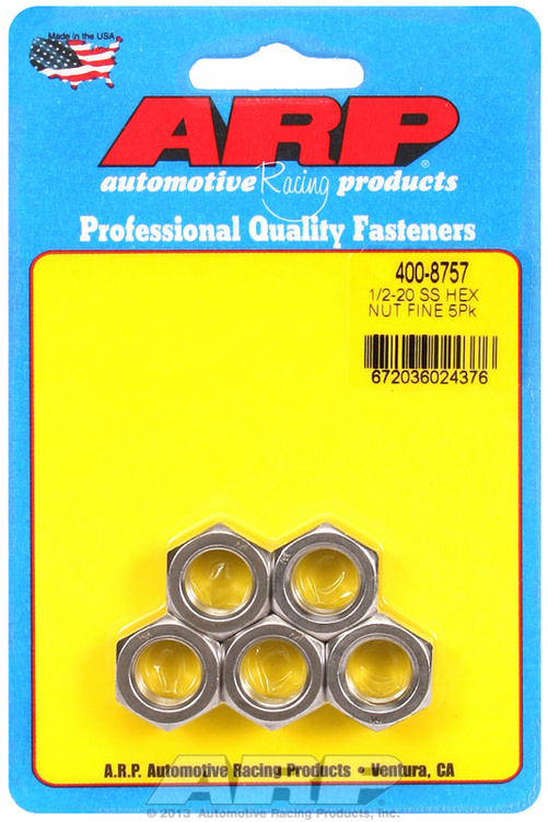"1/2""-20 SS fine hex nut kit" (5pcs)