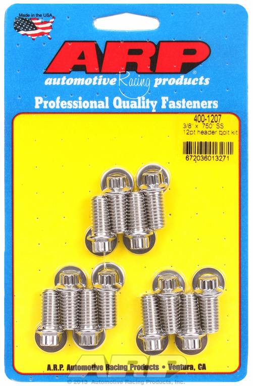 "3/8"" x .750 SS 12pt header bolt kit"