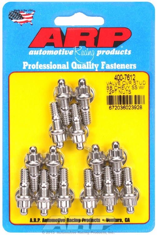 BB Chevy stamped steel covers SS 12 pt valve cover stud kit