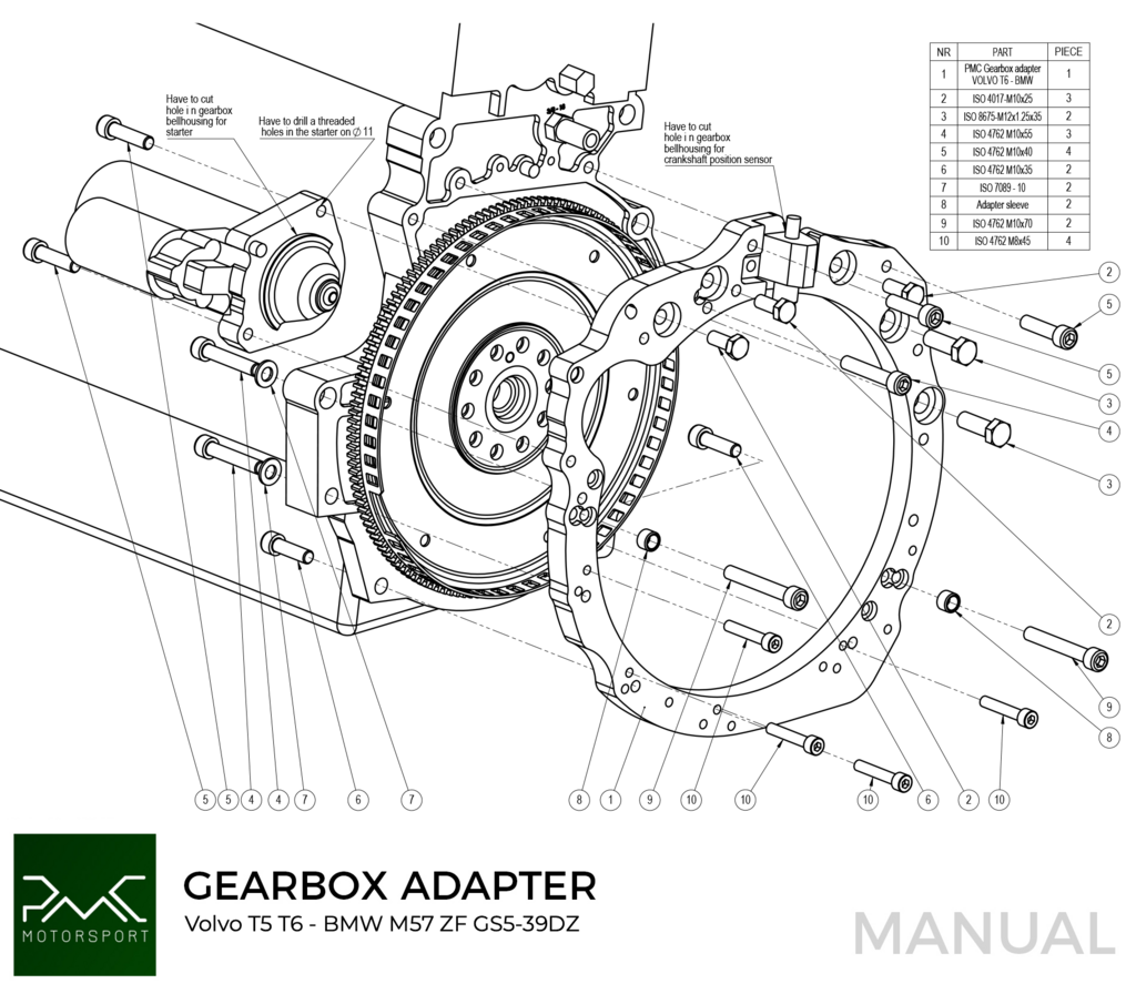 Adapterkit Volvo Vitmotor - BMW ZF GS5-39DZ Växellåda
