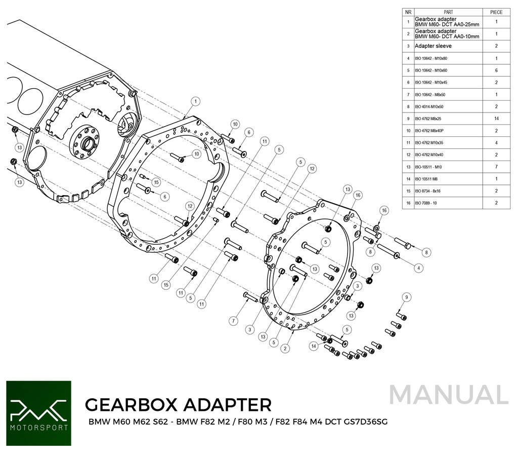 Adapterplatta växellåda BMW V8 M60 M62 S62