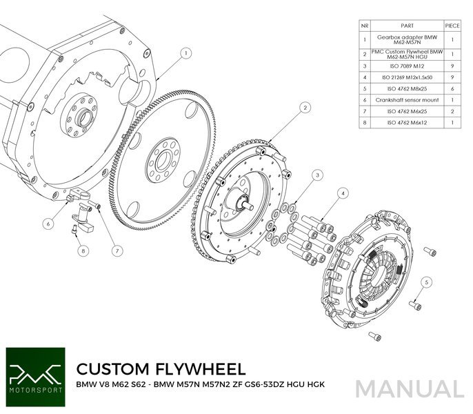 PMC Steg 1 BMW M62 - BMW M57N HGU HGK - 240mm / 9.45"