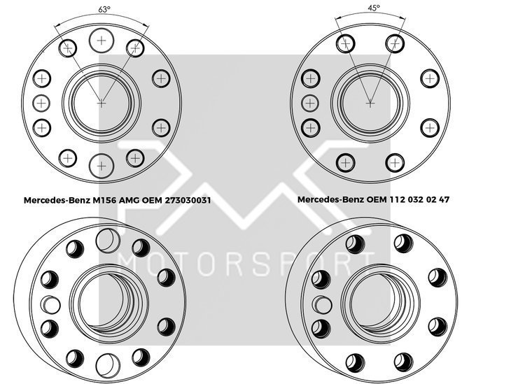PMC RACE Steg 2 Mercedes-Benz M113 - BMW M50 S50 M52 S52 M54 - 184mm / 7.25" (P)