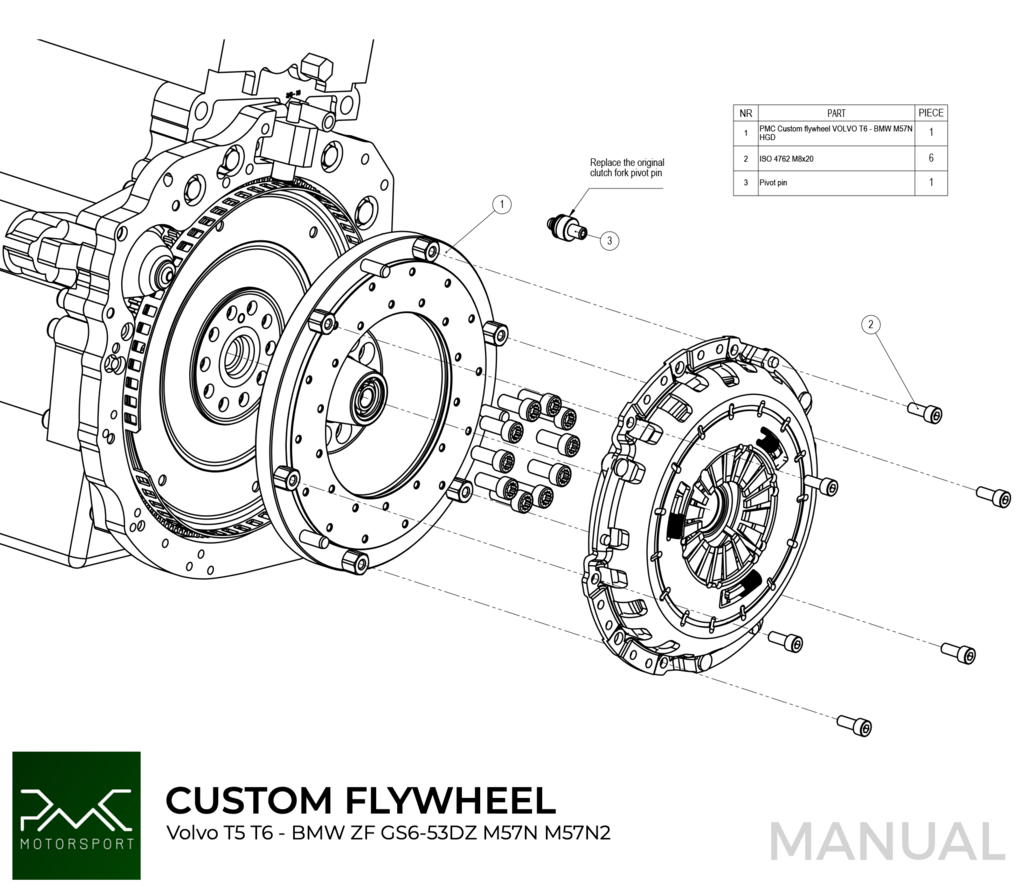PMC Adapter Kit Volvo T - BMW M57N HGU HGK / N54 - 240mm / 9.45"