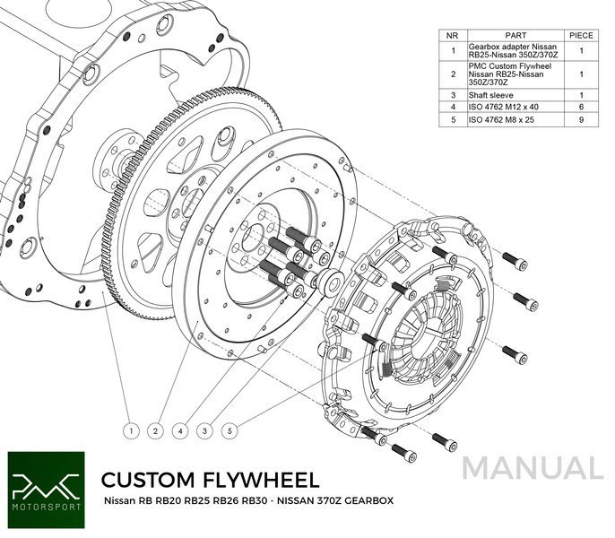 PMC Steg 2 Nissan RB - Nissan 350Z Z33 370Z Z34 - 250mm / 9.84"