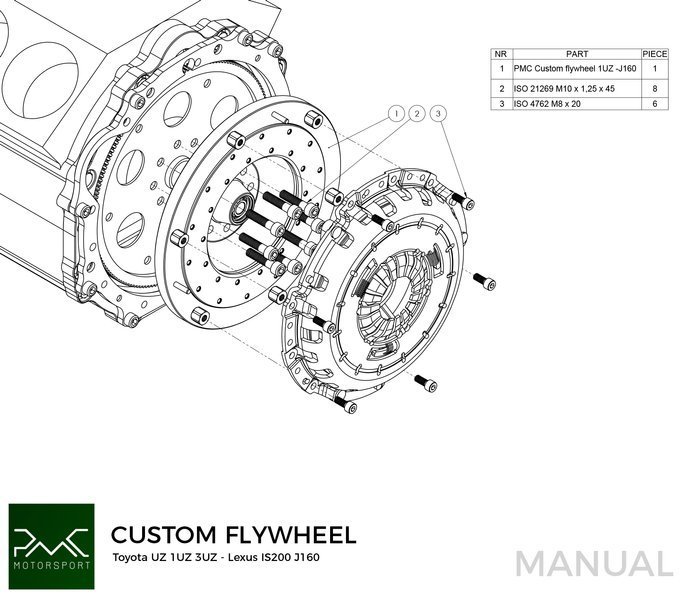 PMC Steg 1 Toyota UZ - Toyota Altezza / Lexus IS200 J160 Aisin AZ6 (first gen.)
