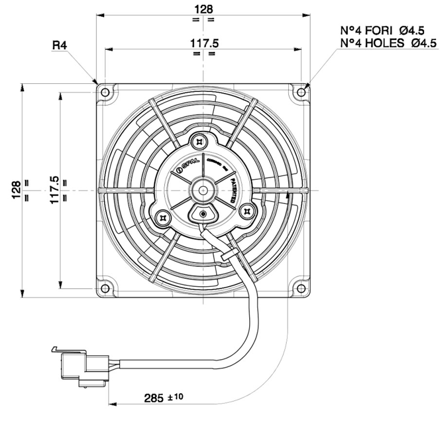 Spal kylfläkt 115mm / 4,5" tryckande