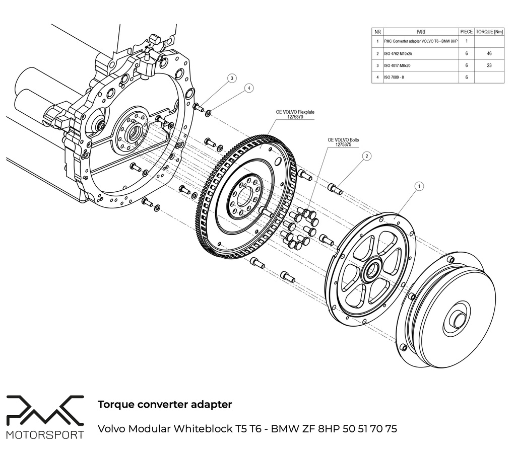 Adapter Kit Volvo Vitmotor T4/T5/T6 - BMW ZF 8HP 50 51 70 75