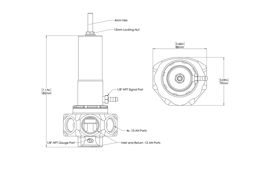 Turbosmart Bränsletrycksregulator AN12/AN10 M Pro Svart