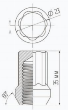 Hjulmutter Kit av låsmodell Svart M12x1,25