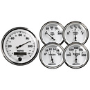 5 PC. Mätar-KIT, 3-3/8" & 2-1/16", ELEC. Hastighetsmätare,, OLD TYME WHITE II