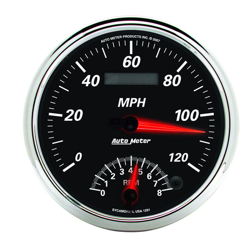 5" Varvmätare/Hastighetsmätare, COMBO, 8K RPM/120 MPH, DESIGNER BLACK II