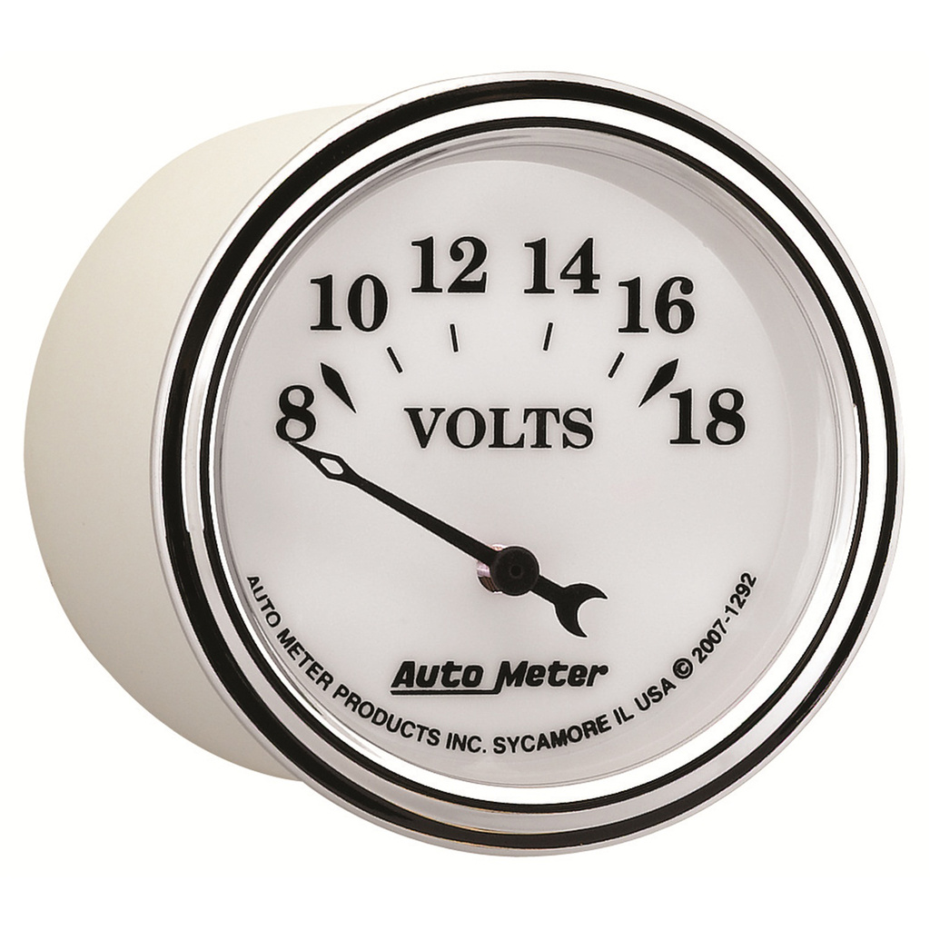 2-1/16" Voltmätare, 8-18V, OLD-TYME WHITE II