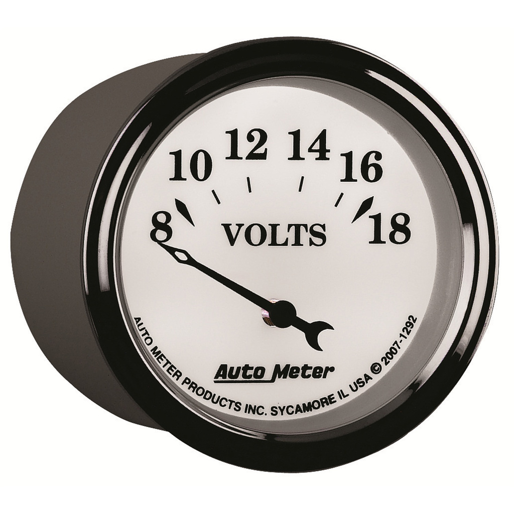 2-1/16" Voltmätare, 8-18V, OLD-TYME WHITE II