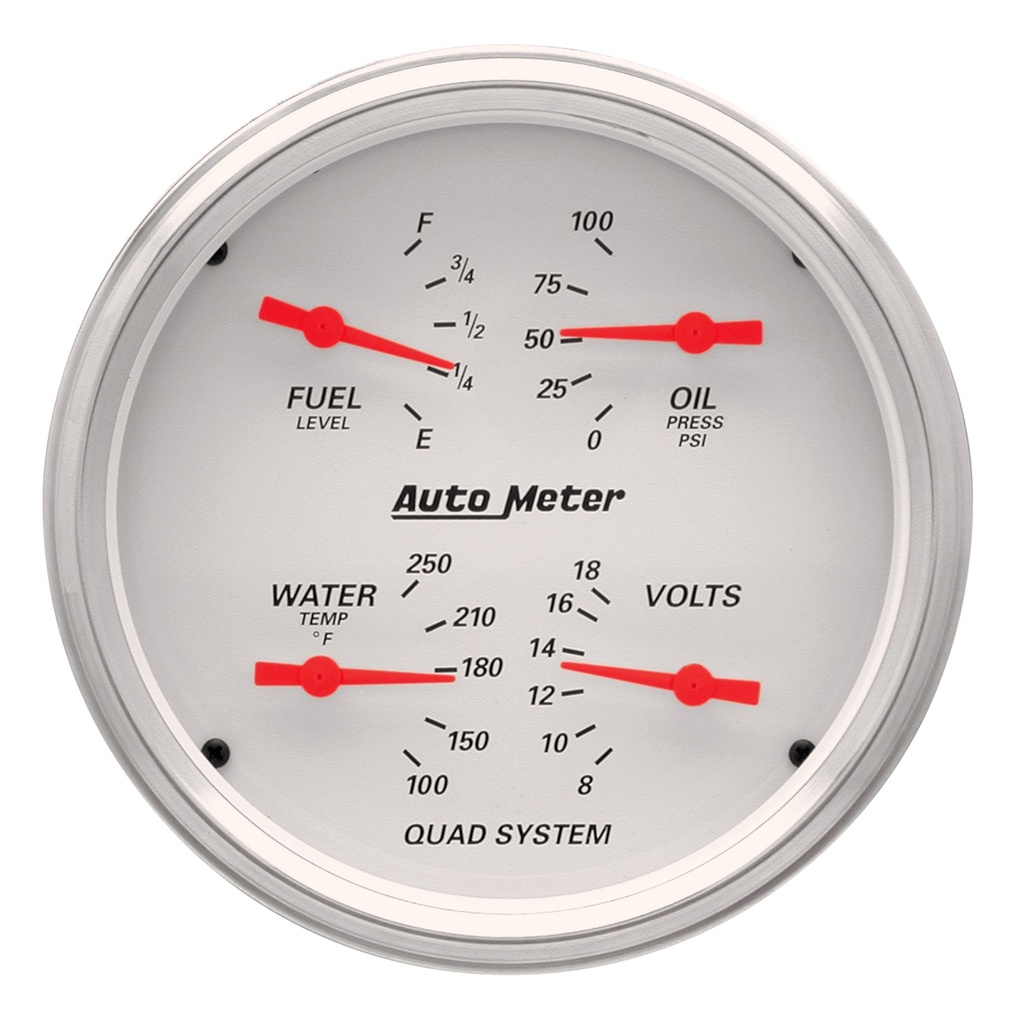 2 PC. Mätar-KIT, 5" QUAD & Hastighetsmätare,, 240-33 Ω, ARCTIC WHITE