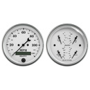 2 PC. Mätar-KIT, 3-3/8" QUAD & Hastighetsmätare,, 240-33 Ω, OLD TYME WHITE