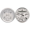 2 PC. Mätar-KIT, 3-3/8" QUAD & Varvräknare/SPEEDO, 240-33 Ω, OLD TYME WHITE