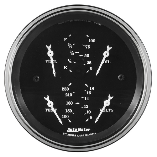 3-3/8" Quad Mätare, 240-33 Ω,OLD TYME BLK