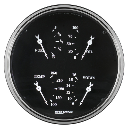 5" Quad Mätare, 0-90 Ω, OLD TYME BLACK