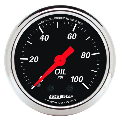 2-1/16" Oljetryck, 0-100 PSI, DESIGNER BLACK